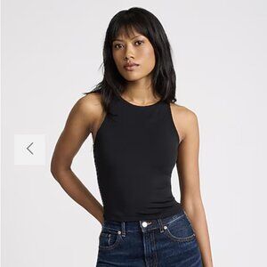 Express 2pc Body Contour High Compression High Neck Cropped Tank -Black&Taupe M
